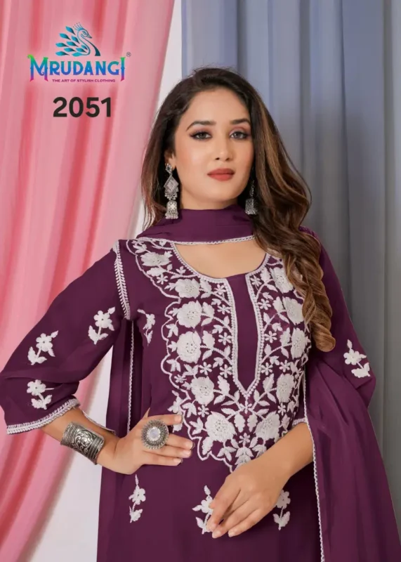Stylish Mrudangi Noor 2 Bemberg Georgette With Cotton Thread Embroidered Kurti With Bottom Dupatta Collection Wholesale 2026 2 Stylish Mrudangi Noor 2 Bemberg Georgette With Cotton Thread Embroidered Kurti With Bottom Dupatta Collection Wholesale 2026
