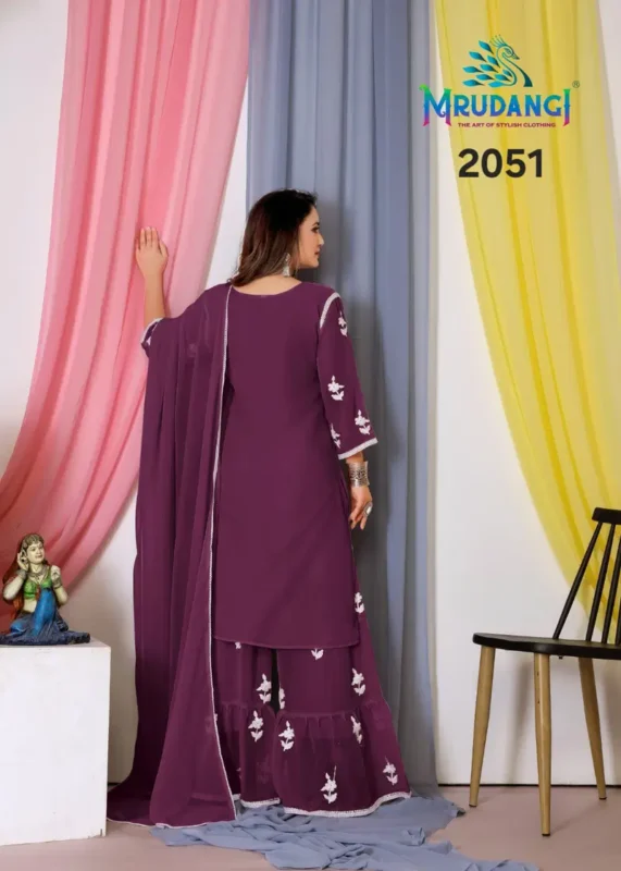 Stylish Mrudangi Noor 2 Bemberg Georgette With Cotton Thread Embroidered Kurti With Bottom Dupatta Collection Wholesale 2026 3 Stylish Mrudangi Noor 2 Bemberg Georgette With Cotton Thread Embroidered Kurti With Bottom Dupatta Collection Wholesale 2026