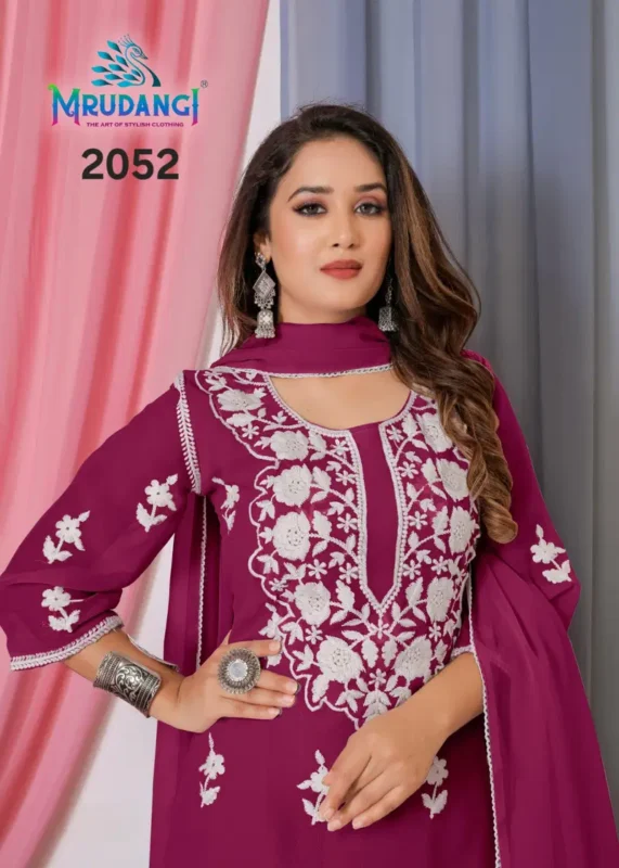 Stylish Mrudangi Noor 2 Bemberg Georgette With Cotton Thread Embroidered Kurti With Bottom Dupatta Collection Wholesale 2026 5 Stylish Mrudangi Noor 2 Bemberg Georgette With Cotton Thread Embroidered Kurti With Bottom Dupatta Collection Wholesale 2026
