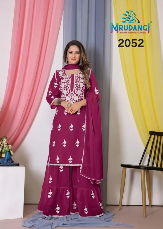 Stylish Mrudangi Noor 2 Bemberg Georgette With Cotton Thread Embroidered Kurti With Bottom Dupatta Collection Wholesale 2026 6 Stylish Mrudangi Noor 2 Bemberg Georgette With Cotton Thread Embroidered Kurti With Bottom Dupatta Collection Wholesale 2026