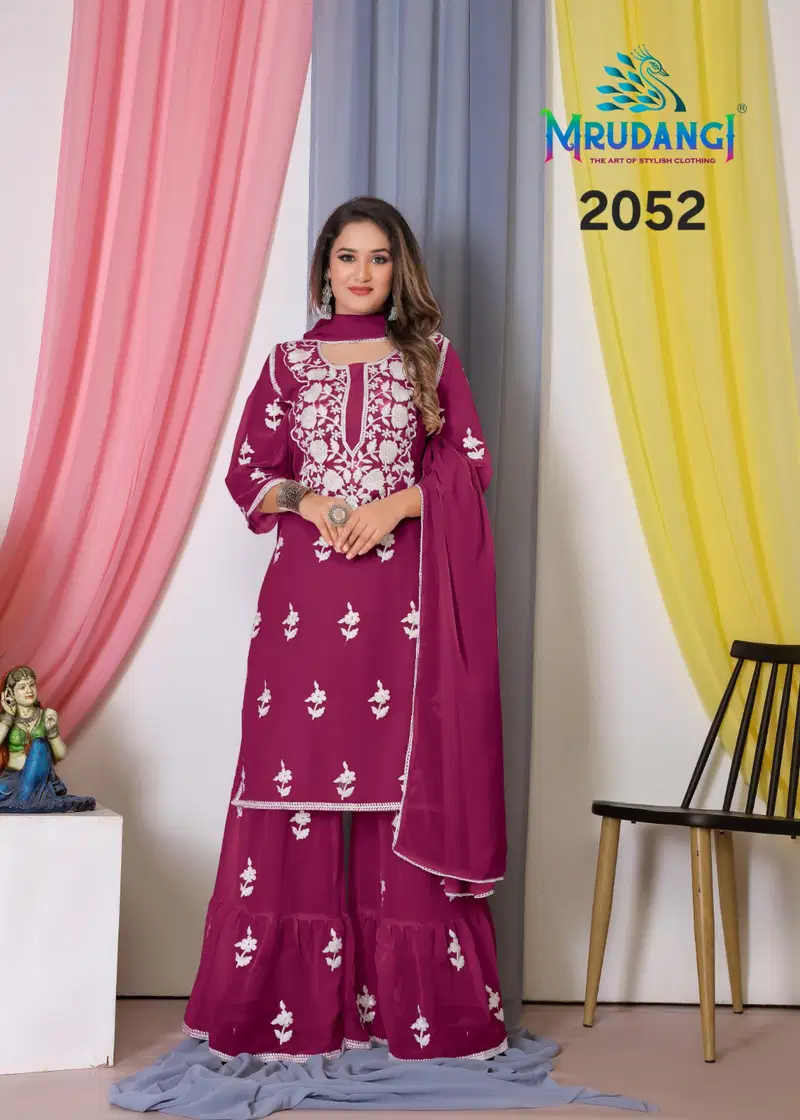 Mrudangi Noor 2 Bemberg Georgette With Cotton Thread Embroidered Kurti With Bottom Dupatta Collection Wholesale 8 Stylish Mrudangi Noor 2 Bemberg Georgette With Cotton Thread Embroidered Kurti With Bottom Dupatta Collection Wholesale 2026