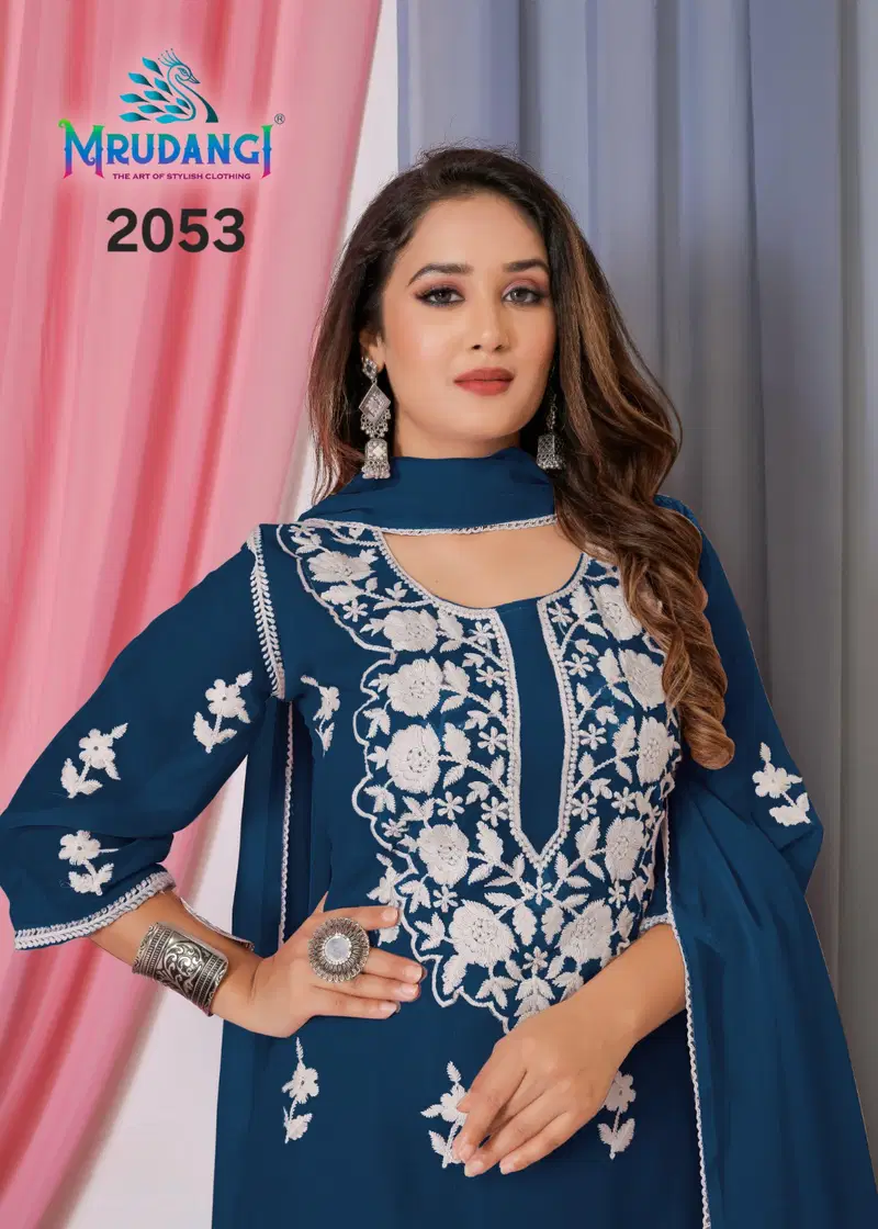 Mrudangi Noor 2 Bemberg Georgette With Cotton Thread Embroidered Kurti With Bottom Dupatta Collection Wholesale 9 Stylish Mrudangi Noor 2 Bemberg Georgette With Cotton Thread Embroidered Kurti With Bottom Dupatta Collection Wholesale 2026
