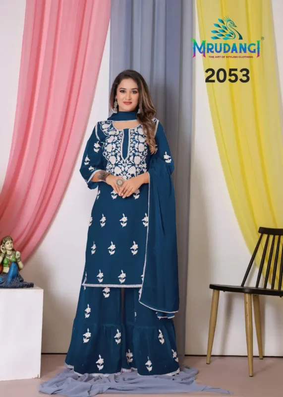 Stylish Mrudangi Noor 2 Bemberg Georgette With Cotton Thread Embroidered Kurti With Bottom Dupatta Collection Wholesale 2026 8 Stylish Mrudangi Noor 2 Bemberg Georgette With Cotton Thread Embroidered Kurti With Bottom Dupatta Collection Wholesale 2026