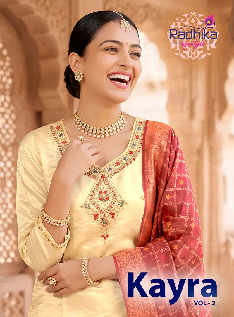 Radhika Kayra Vol 2 Pure Shimmar With Handwork Kurti With Bottom Dupatta Wholesale 3 Radhika Kayra Vol 2 Pure Shimmar With Handwork Kurti With Bottom Dupatta Wholesale