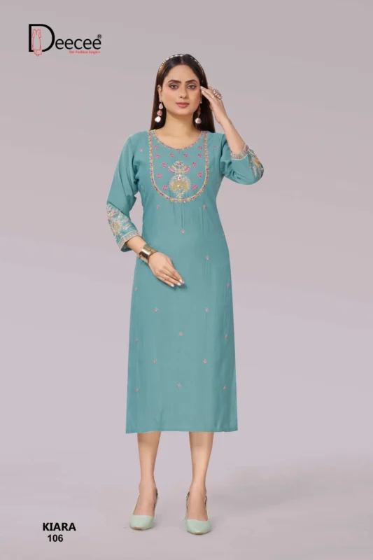 Beautiful Deecee Kiara Premium Straight Cut With Neck Aand Forn Kurti Wholesale 2026 2 Beautiful Deecee Kiara Premium Straight Cut With Neck Aand Forn Kurti Wholesale 2026