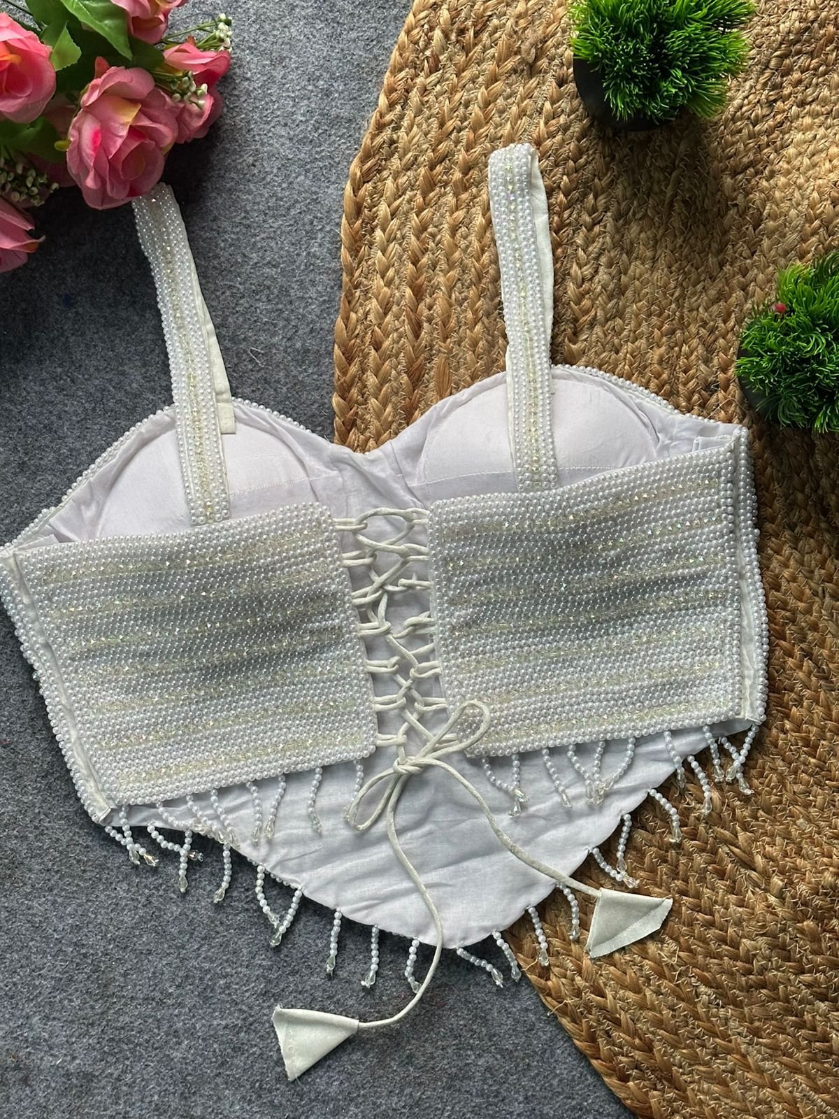 Ruh Kavya Pearl Moti Spaghati Handcrafted Blouse Wholesale 4 Ruh Kavya Pearl Moti Spaghati Handcrafted Blouse Wholesale