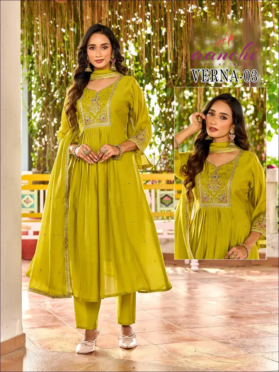 Aanchi Verna Mul Chanderi Fancy Worked Kurti With Bottom Dupatta Wholesale 6 Beautiful Aanchi Verna Mul Chanderi Fancy Worked Kurti With Bottom Dupatta Wholesale 2026