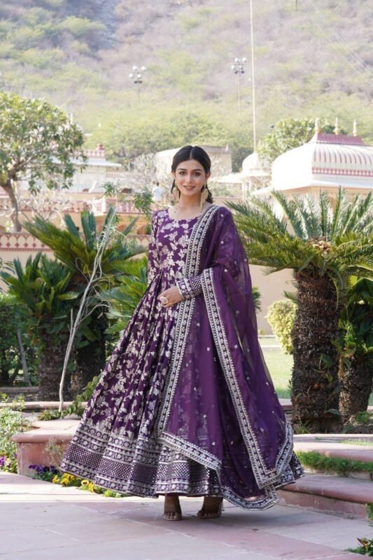 Launching SF LW 9172 Jacquard Gown With Dupatta Wholesale 2026 5 Launching SF LW 9172 Jacquard Gown With Dupatta Wholesale 2026