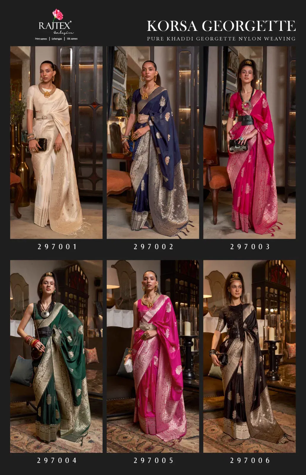 Rajtex Korssa Georgette Khadi Georgette Handloom Weaving Saree Collection Wholesale 9 Latest Rajtex Korssa Georgette Khadi Georgette Handloom Weaving Saree Collection Wholesale 2026