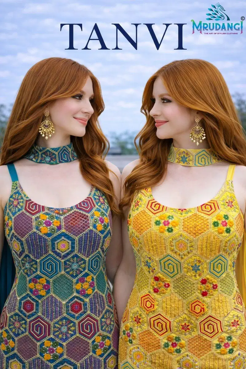 Mrudangi Tanvi Premium Chinon Silk With Embroidered Designer Salwar Kameez Wholesale