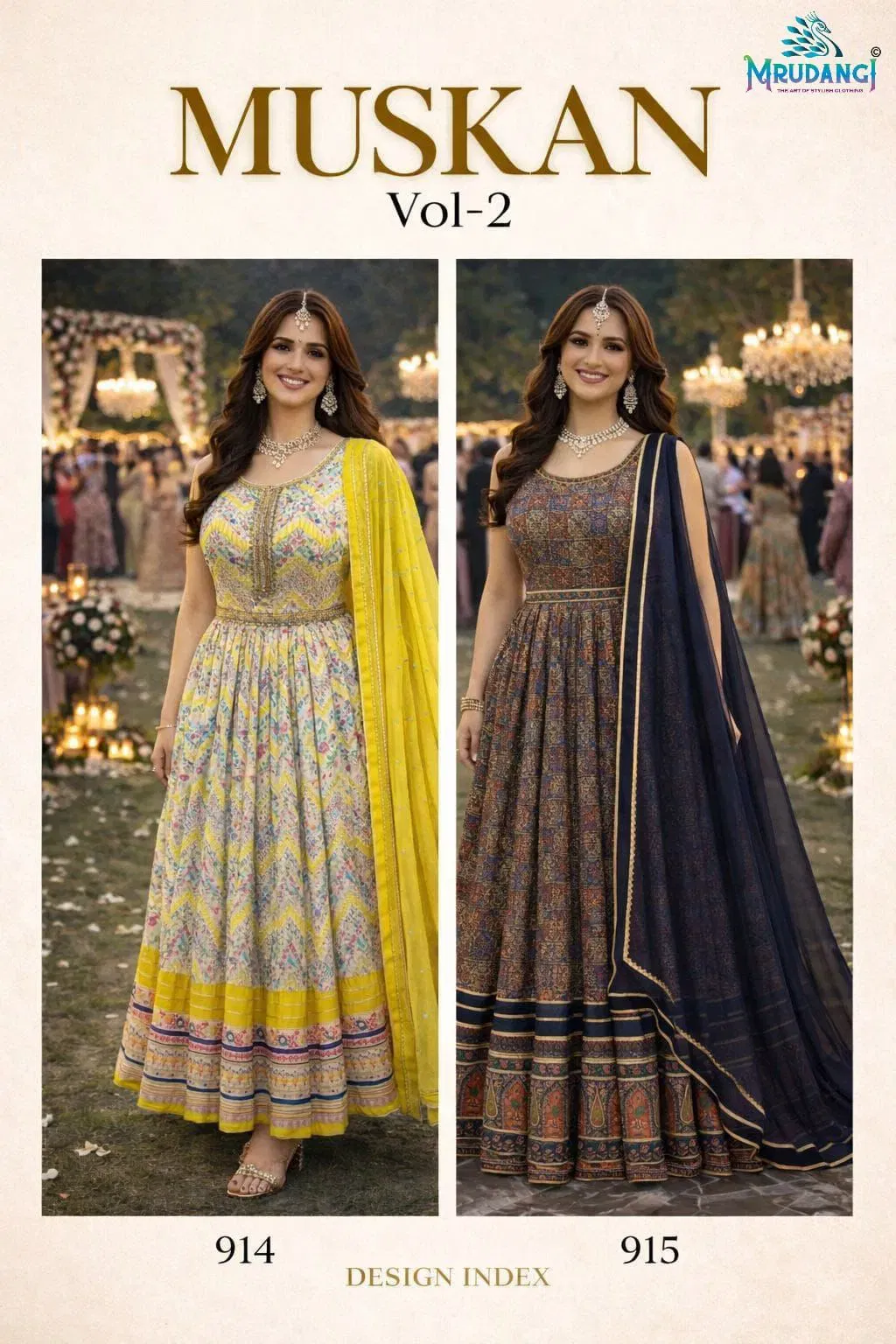 Mrudangi Muskan Vol 2 Soft Dola Silk Printed With Handworked Gown With Dupatta Collection Wholesale 10 Stylish Mrudangi Muskan Vol 2 Soft Dola Silk Printed With Handworked Gown With Dupatta Collection Wholesale 2026