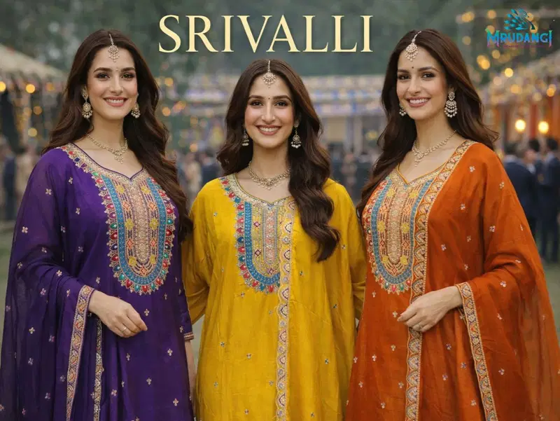 Mrudangi Srivalli Real Chinon Silk Embroidered Salwar Kameez Wholesale