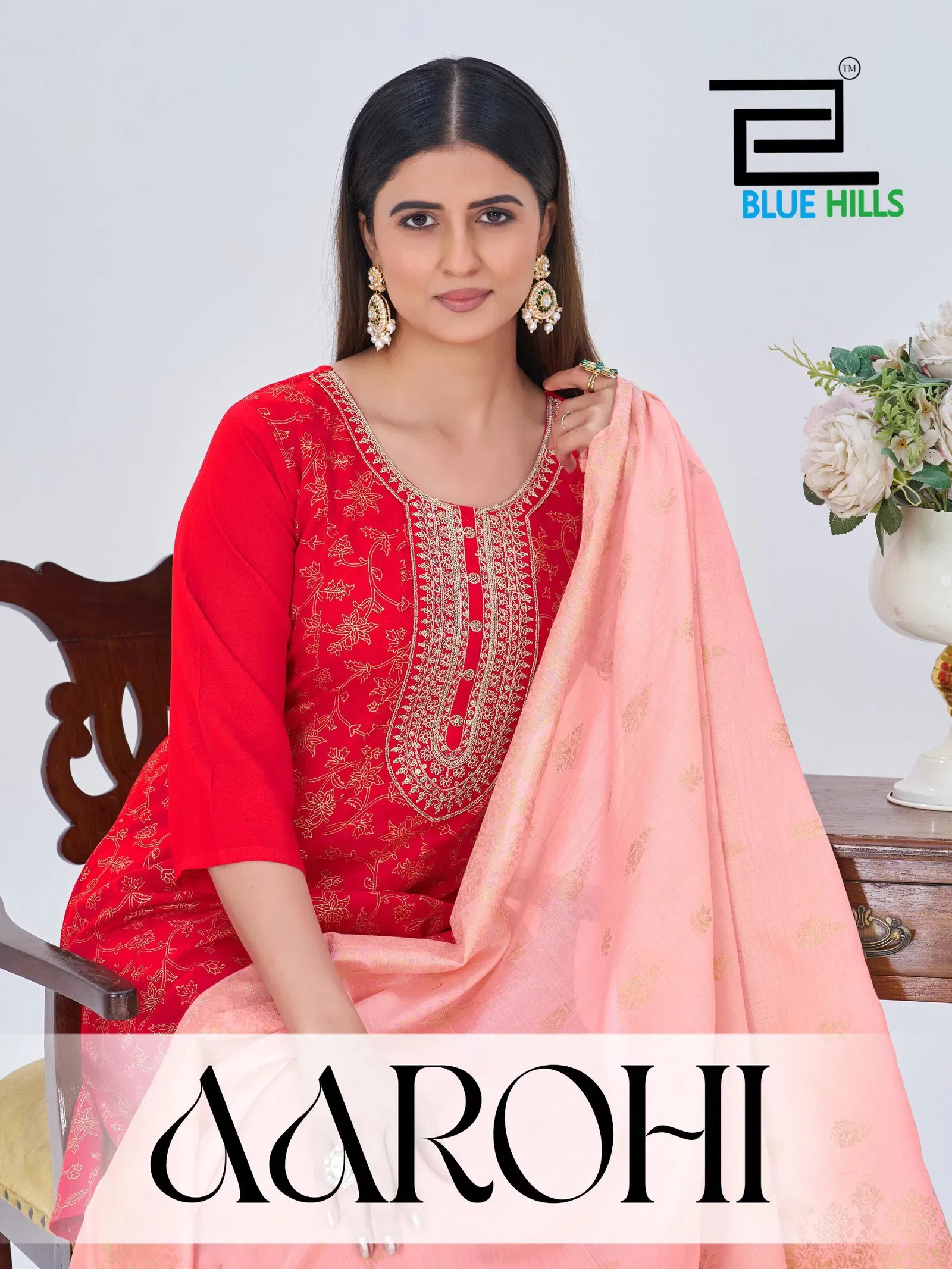 Blue Hills Aarohi Rayon With Foil Printed Kurti With Bottom Dupatta Wholesale