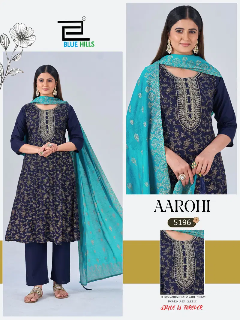 Blue Hills Aarohi Plus Size Rayon With Foil Printed Kurti With Bottom Dupatta Wholesale 6 Launching Blue Hills Aarohi Plus Size Rayon With Foil Printed Kurti With Bottom Dupatta Wholesale 2026