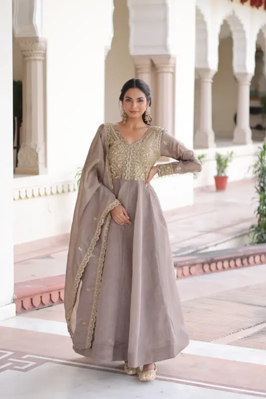 Buy Lw 9323 Gold Crush Embroidered Gown With Dupatta Collection Wholesale 2026