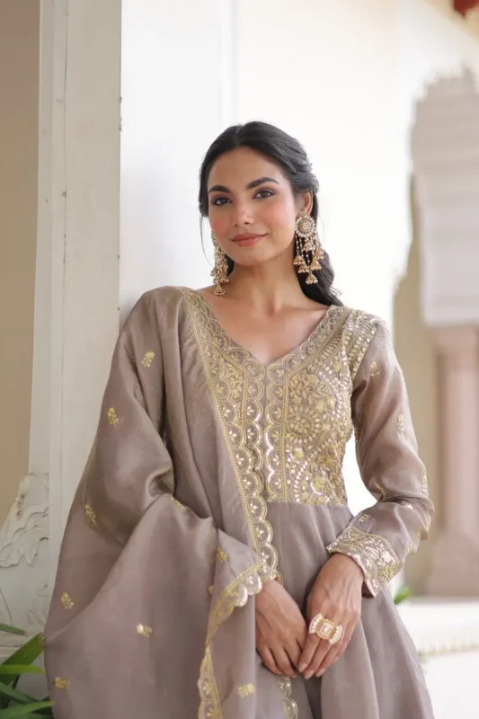 Buy Lw 9323 Gold Crush Embroidered Gown With Dupatta Collection Wholesale 2026