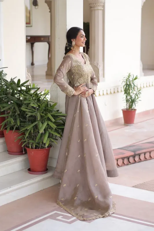 Buy Lw 9323 Gold Crush Embroidered Gown With Dupatta Collection Wholesale 2026