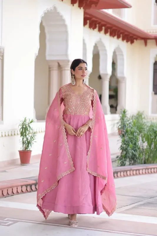 Buy Lw 9323 Gold Crush Embroidered Gown With Dupatta Collection Wholesale 2026