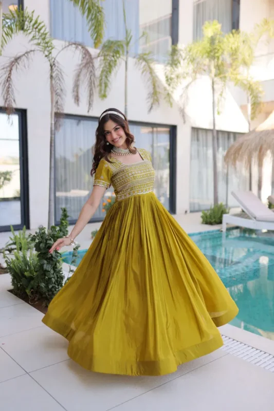Buy Lw 9310 Viscose Rayon Embroidered Designer Gown Collection Wholesale 2026