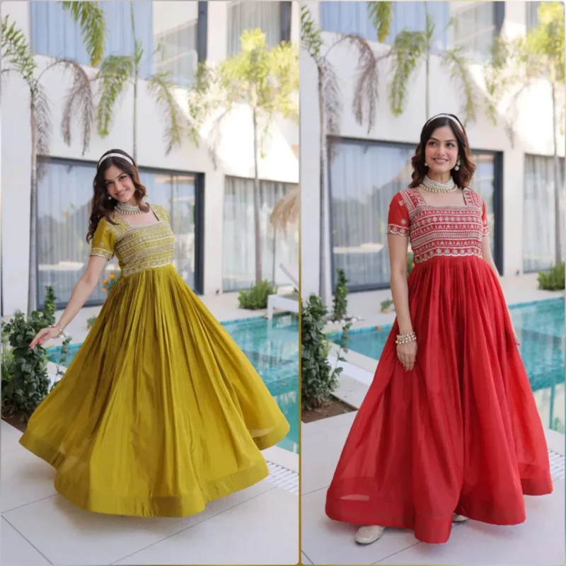 Buy Lw 9310 Viscose Rayon Embroidered Designer Gown Collection Wholesale 2026