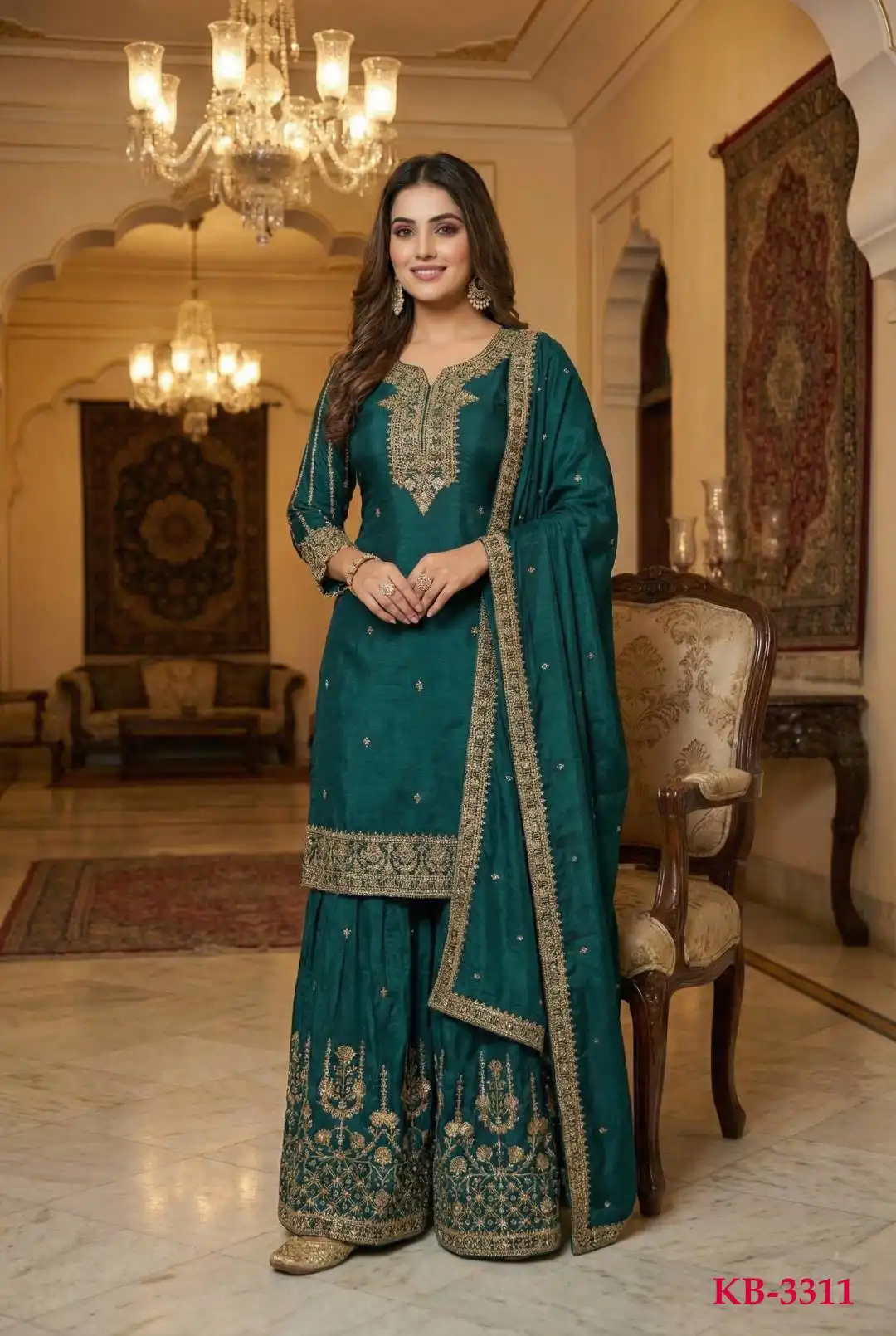 KB 3311 Sharara Suit Wedding Wholesale Market in Surat