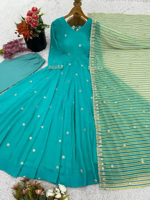 Launching Sabina 5298 Georgette Anarkali Kurti Pant Dupatta Collection Wholesale 2026