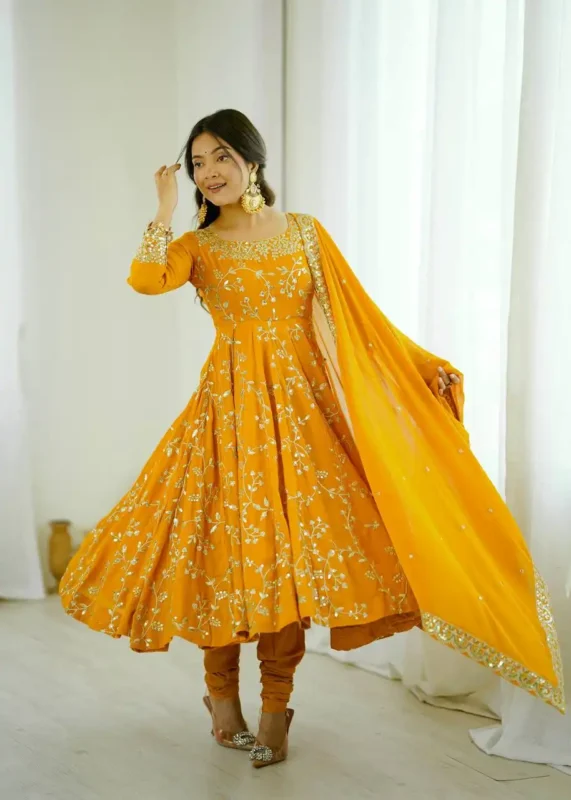 Buy Sabina 5299 Georgette Anarkali Gown Dupatta Diwali Collection Wholesale 2026