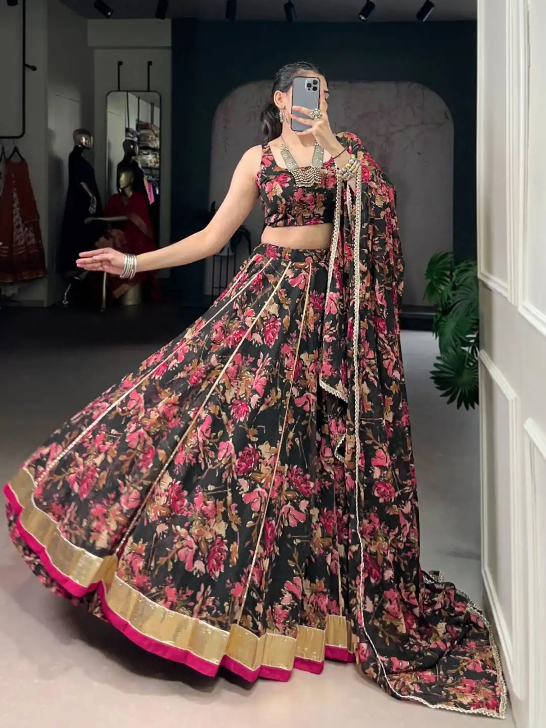 WMN 1672A Chiffon Floral Printed Chaniya Choli Collection