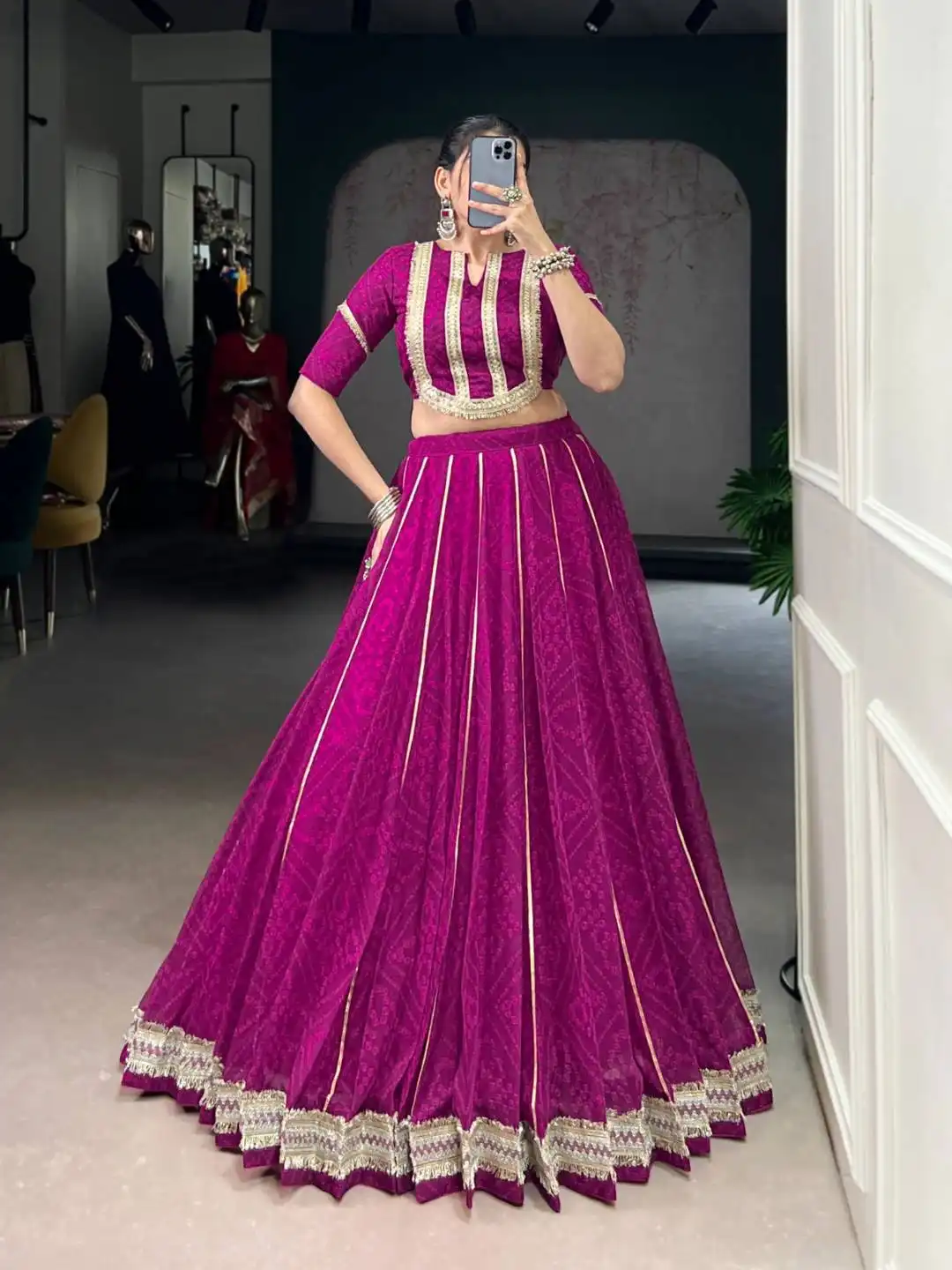 WMN 1699 Chiffon Bandhej Printed Lehenga Choli Collection