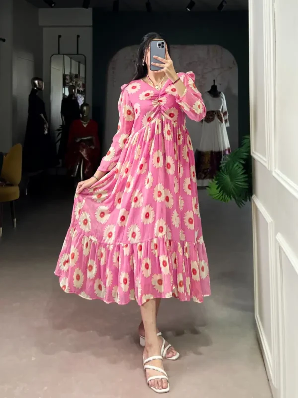 Latest WMN 4501 Weightless Marbal Floral Printed Frock Kurti 2025 Wholesale 2026
