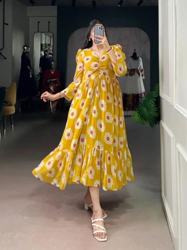 Latest WMN 4501 Weightless Marbal Floral Printed Frock Kurti 2025 Wholesale 2026