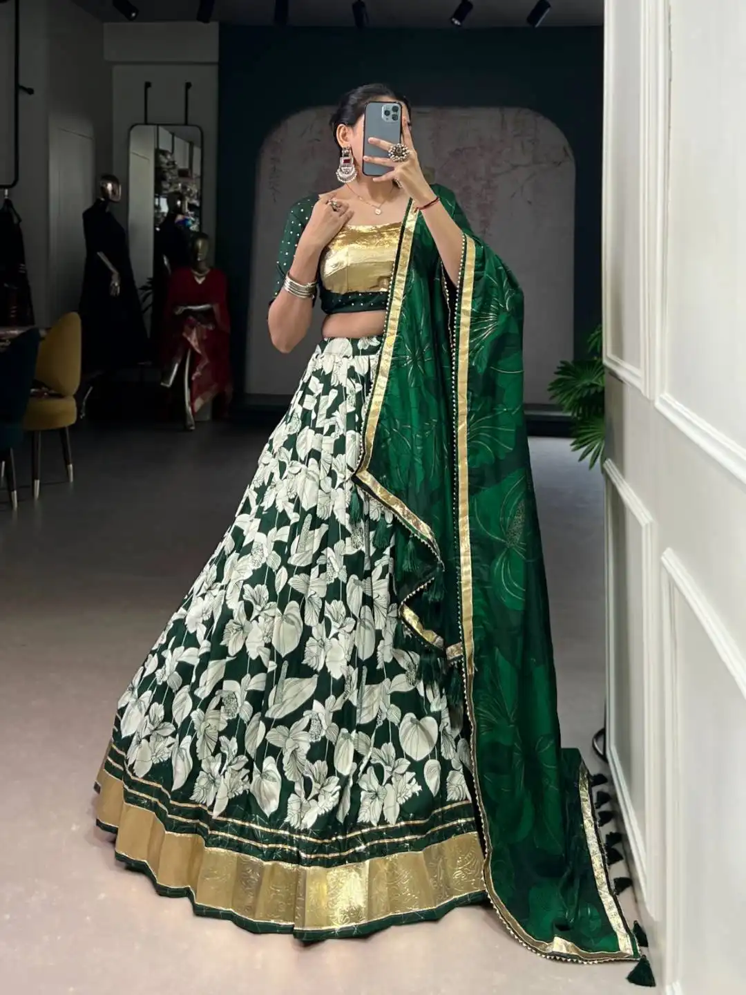 WMN 1725 Tasar Silk Printed Lehenga Choli Festive Collection