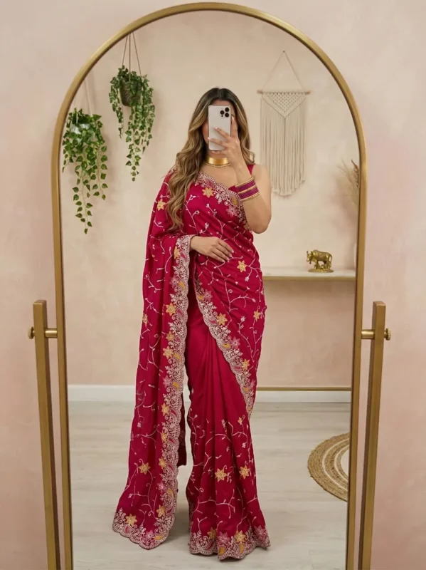 Latest Karishma Vitamin Foil Gota & Multi Work Silk Saree Collection Wholesale 2026 5 Latest Karishma Vitamin Foil Gota & Multi Work Silk Saree Collection Wholesale 2026