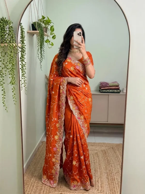 Latest Karishma Vitamin Foil Gota & Multi Work Silk Saree Collection Wholesale 2026 4 Latest Karishma Vitamin Foil Gota & Multi Work Silk Saree Collection Wholesale 2026