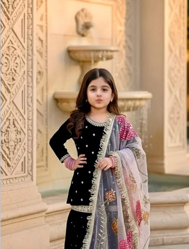 Stylish Baby 232 Viscose Velvet Garara Suit With Embroidery Work Wholesale 2026 2 Stylish Baby 232 Viscose Velvet Garara Suit With Embroidery Work Wholesale 2026