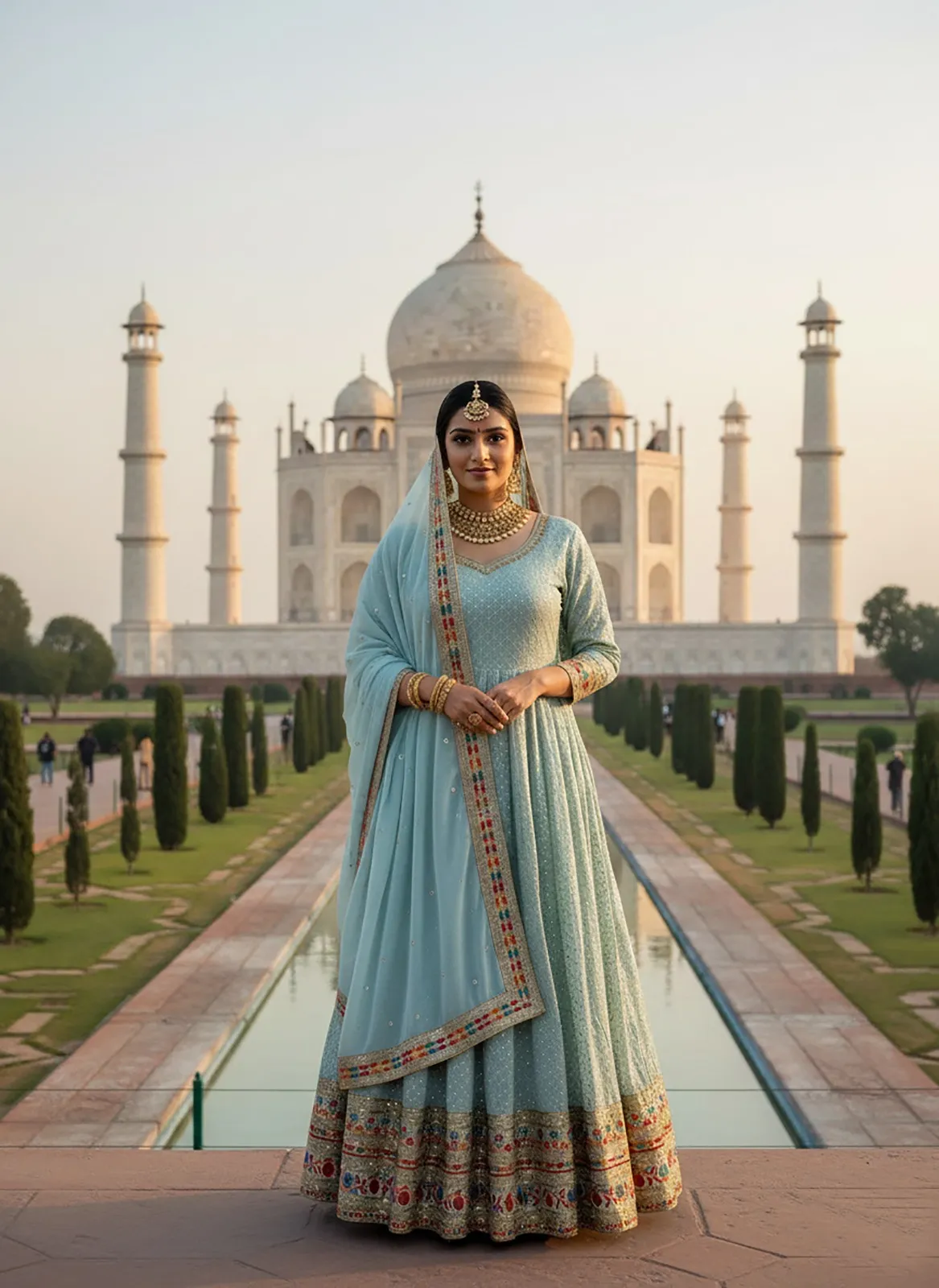 KB 3307 Faux Georgette Sequence Embroidery Wedding Gown