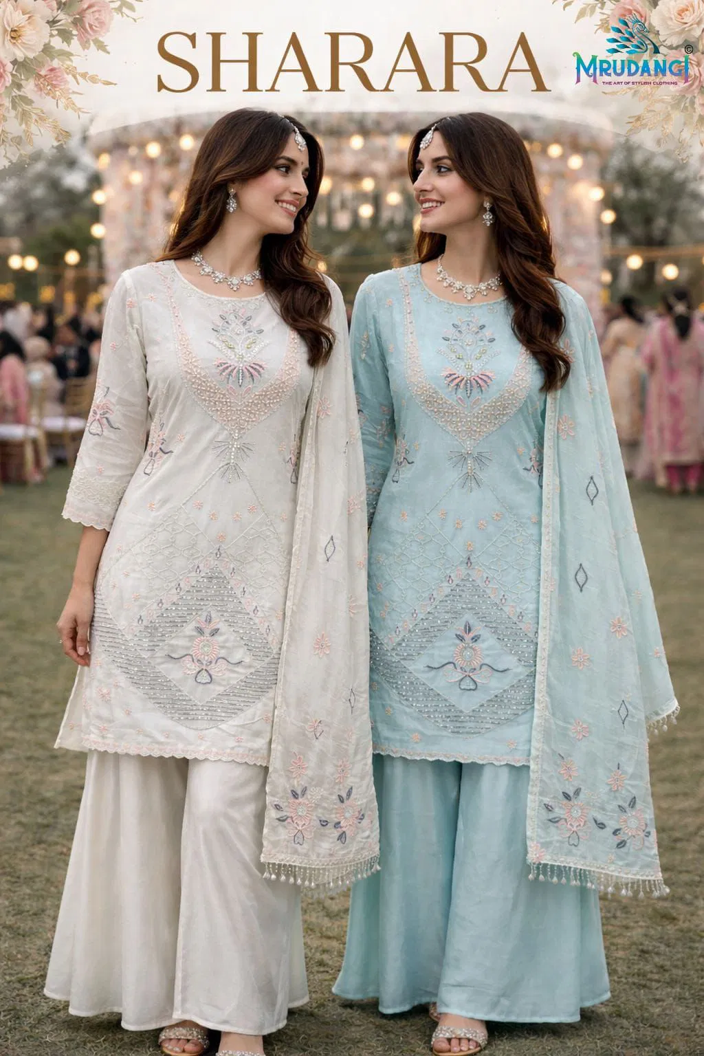 Mrudangi Sharara Georgette With Moti Worked Designer Salwar Kameez Wholesale