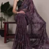 WMN 7051 Lurex Brasso Floral Printed Saree Below 1000