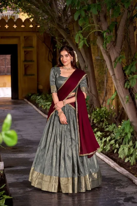 Buy WMN 2026 Dupion Silk Chaniya Choli With Zari Weaving Wholesale 2026