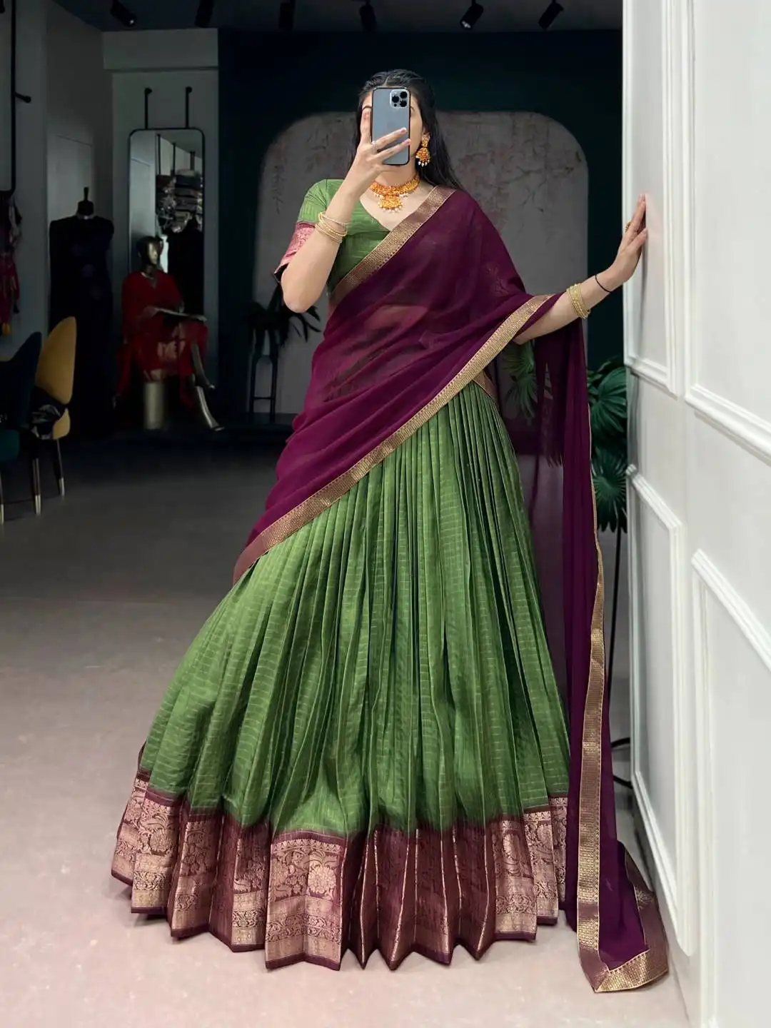 WMN 2045 Dola Chex Zari Weaving Occasion Lehenga Choli Wholesale 3 WMN 2045 Dola Chex Zari Weaving Occasion Lehenga Choli