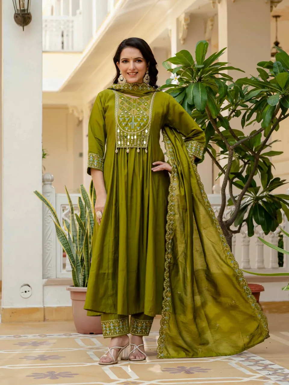Lila Vol 126 Roman Silk Mirror Work Anarkali Kurti Wholesale