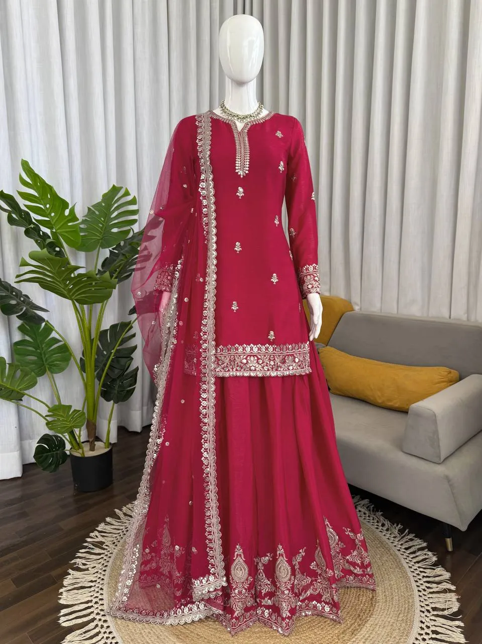 Deepika 6004 Chinon Silk Sharara Suit Wholesale 4 Stylish Deepika 6004 Chinon Silk Sharara Suit Wholesale 2026