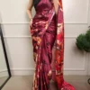 WMN 7012A Satin Silk Printed Saree with Natural Silk Blouse Wholesale