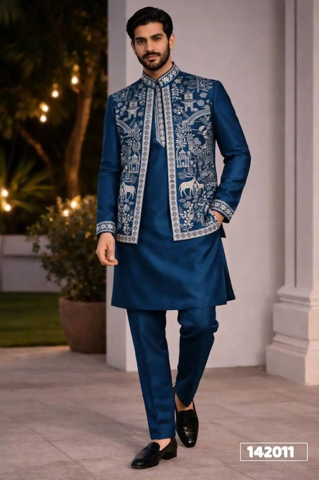 Shyam Vol 93 Embroidery Work Wedding Kurta Pajama With Koti