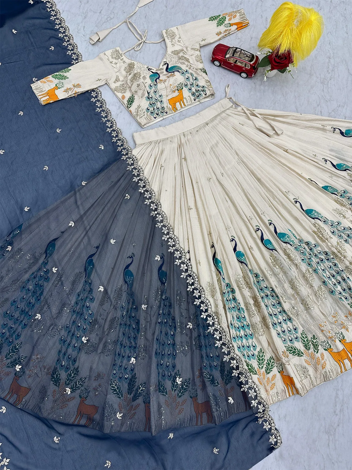 FFD Chinon White Color Lehenga Choli Wholesale 4 Beautiful FFD Chinon White Color Lehenga Choli Wholesale 2026