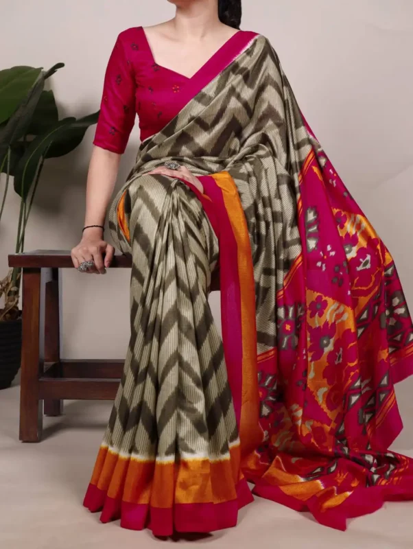 Stylish WMN 7043 Tasar Silk Printed Sari Collection Below 1000 Wholesale 2026 5 Stylish WMN 7043 Tasar Silk Printed Sari Collection Below 1000 Wholesale 2026