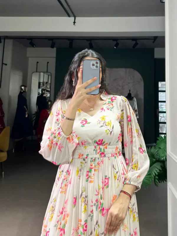 Beautiful WMN 4500 Georgette Floral Printed Frock Kurti Collections Wholesale 2026 3 Beautiful WMN 4500 Georgette Floral Printed Frock Kurti Collections Wholesale 2026