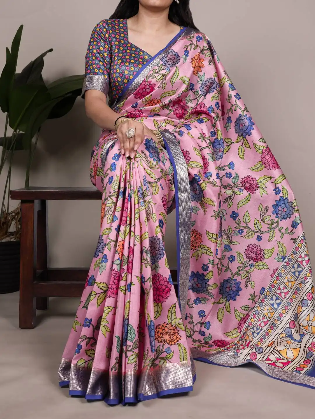 WMN 7057 Tasar Silk Floral Printed Saree Collection