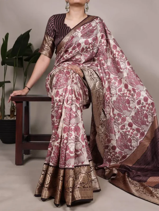 Stylish WMN 7050 Tasar Silk Printed Saree Below 1000 Wholesale 2026 2 Stylish WMN 7050 Tasar Silk Printed Saree Below 1000 Wholesale 2026