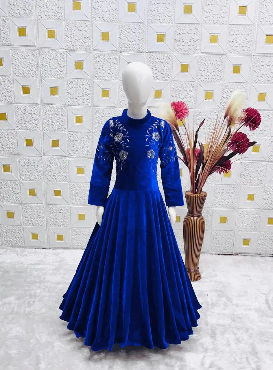 Baby 230 Blue Viscose Velvet Festive Gown Collection Wholesale 4 Beautiful Baby 230 Blue Viscose Velvet Festive Gown Collection Wholesale 2026